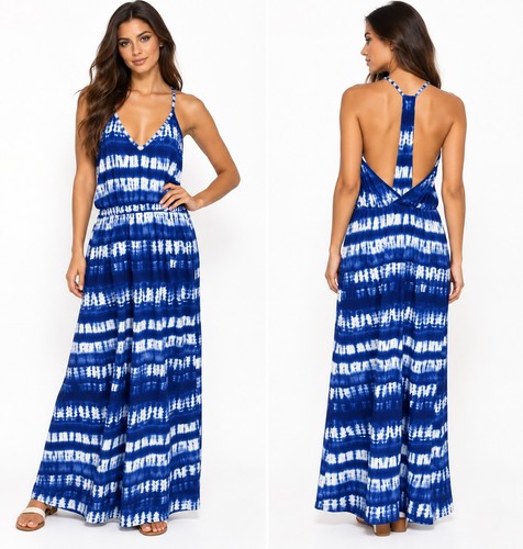 Blue white tie - blue, maxi