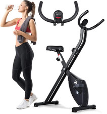 Folding Exercise Bike Fitness Adjustable Resistance Cardio Home Gym Workout UK