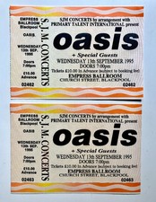 OASIS unused tickets Blackpool EMPRESS BALLROOM Wednesday 13th September 1995