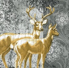 4 x Single Paper Napkins Decoupage Craft Table /Golden Stags Deer 130