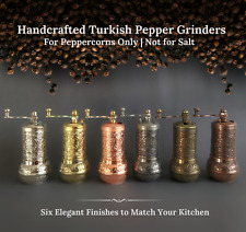 Traditional Turkish Pepper Grinder, Small Vintage Look Mill, 6 Colour Options