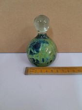 Vintage Glass Paperweight Mdina Blue Green Maltese Urchin 10cm