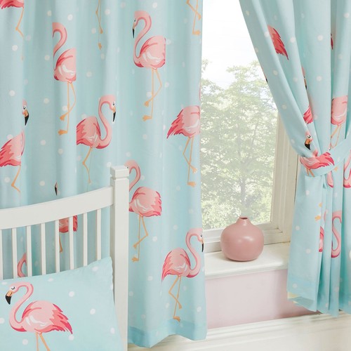 Fifi flamingo curtains blue - curtains,
