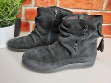 HOTTER PIXIE BLACK ANKLE BOOTS UK 3 EU 36 STD SLOUCH SUEDE SIDE ZIP WOMENS FLAT