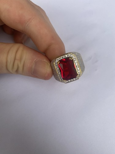 Iced ruby ring - ruby, plated