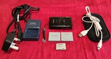 Canon IXUS 100 IS Digital Compact Camera 12.1MP Black. Charger/Batteries/SD Card