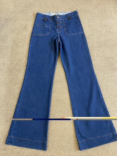 High waisted blue denim flares - blue,