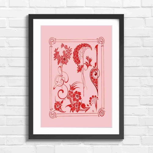 Art nouveau floral scroll - art,