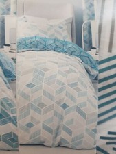New Next Teal Grey Reversible Chevy Geo Duvet set In Double 