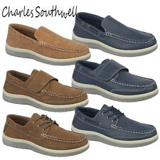 Mens Charles Southwell Wide Fit Faux Leather Casual Lightweight Boat Deck Shoes