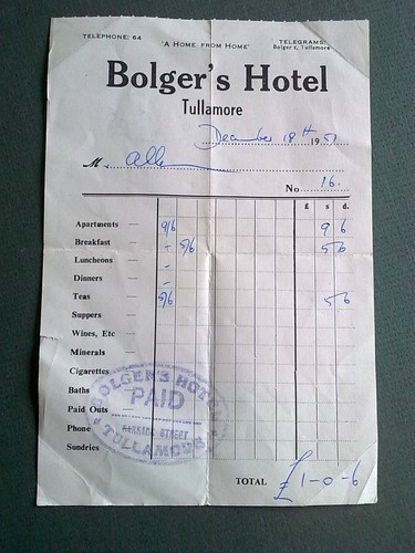 Old billhead for bolger - old, bolger's