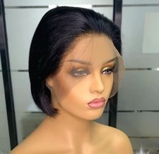 13x4 Lace Front Wig Short Bob 180% Pixie Cut Wave Straight Human Hair Wigs