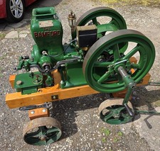 BAMFORD HIT & MISS 2 1/2 BHP OPEN CRANK STATIONARY ENGINE ON TROLLY EX COND.