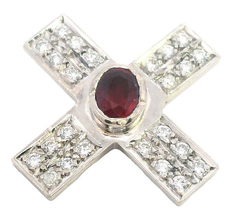 Exquisite 14ct white - white, ruby