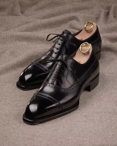 Handmade black leather formal - black,