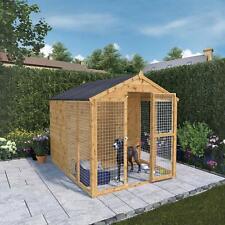 Waltons 8 x 6 Wooden Dog Kennel & Run Tongue & Groove Pet House 10 Yr Guarantee