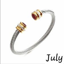 Womens  Birthstone Wire Bangle