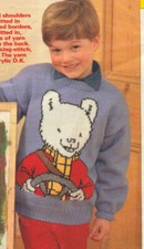 Knitting pattern copy 1911.  Childs Rupert bear sweater.  24-30" chest.  DK