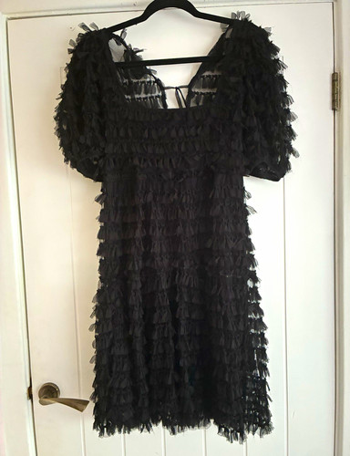Zara black ruffle puff sleeve - puff,