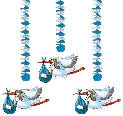 Baby shower stork boy - baby, hanging