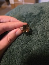 Smoky Quartz And Diamond 9ct Yellow Gold Ring Size O