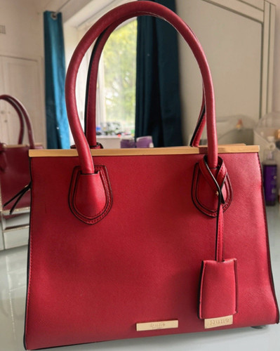 Dune red saffiano faux - red,