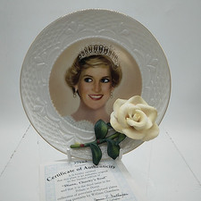Princess Diana Charity's Soul Plate 'Tribute to Diana' W/Applied Rose- Box & COA