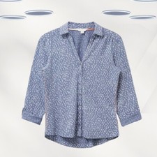 Ex White Stuff Women's Long Sleeve Jersey Printed Shirt in Grey Dot (RRP £45)