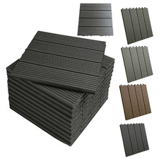 11 x WPC Decking Tiles Garden Patio Balcony Interlocking Composite Decking Floor