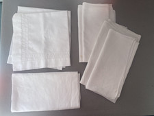 4 Pairs Vintage English White Damask Cotton Table Napkins Bundle