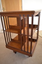 Antique Mahogany Revolving Bookcase cir.1900 60x60x93 cm high 2 tier vintage she
