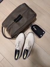 FootJoy Dryjoy Tour Golf Shoes -White Leather - UK size 9 with FootJoy suede bag