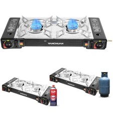 Portable Gas Stove Double Burner Outdoor Picnic Camping BBQ Heater Cooker Grill