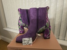 Moda in Pelle Purple Ankle Boots UK 5 Block Heel Snakeskin Print Statement Boots