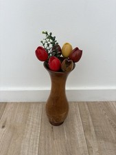 Vintage wooden vase with - wooden,