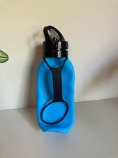 Foldable And Collapsible  Water Bottle, Blue, With Straw, Unused, Fitness Bottle