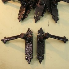 Pair of reclaimed Gothic manner Lever Door Handles (some singles available)
