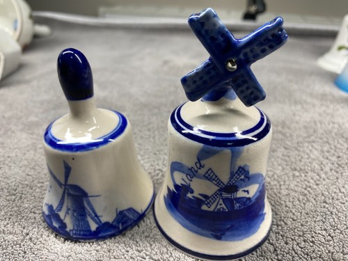 Vintage blue delft bell - blue,