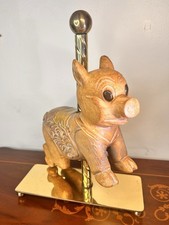 Vintage Mini Carousel Animal Sculpture Porky Pig Figurine On Brass Pole 15”