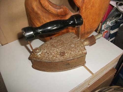 Old steam press hand iron - old,