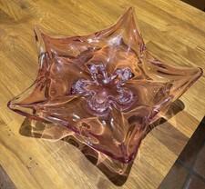 MCM 5 Pointed Pink Art Glass