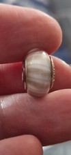 Pandora Grey Candy Stripes Murano Glass Charm  Hallmarked ALE S925 
