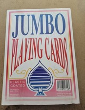 Playing Cards Jumbo Large Size Deck Plastic Coated. 11" X 8" Sized Cards.
