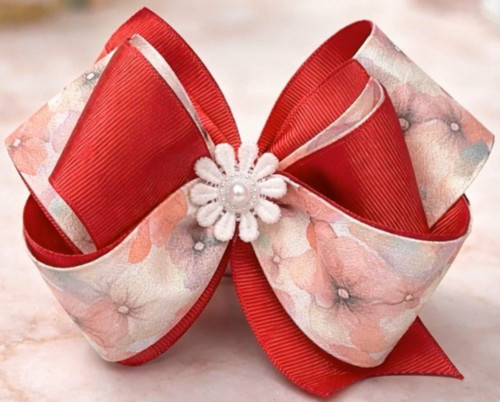 Red floral boutique hair - floral,