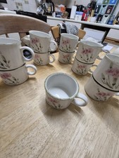 Vintage Midwinter Stonehenge Pink Carnation/Invitation Pottery Cups x 11