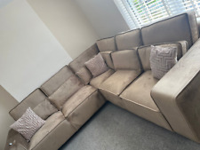 Large Corner Sofa L Shape Five Seater Sofa Couch in Mink Plush Velvet  Sloane