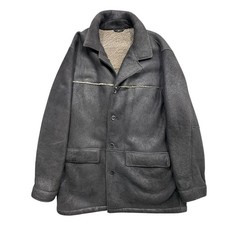 Timberland Mens Genuine Leather Jacket Fur Lined Weathergear Size Large Black