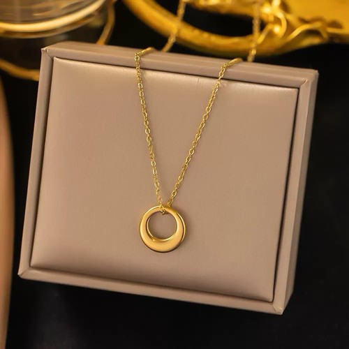 Gold circle pendant necklace - pendant,