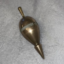 Vintage Antique Huge 2lb 8oz Brass & Steel Plumb Bob Tool 6” Long Old Tool