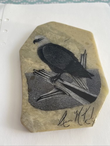 Ink etched eagle stone - etched,
